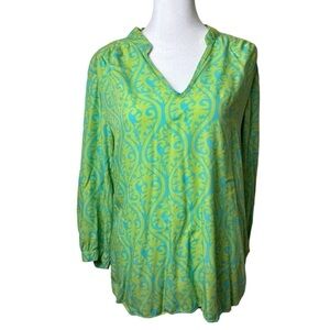escapada Green/blue Print High/Low Tunic Size Medium
